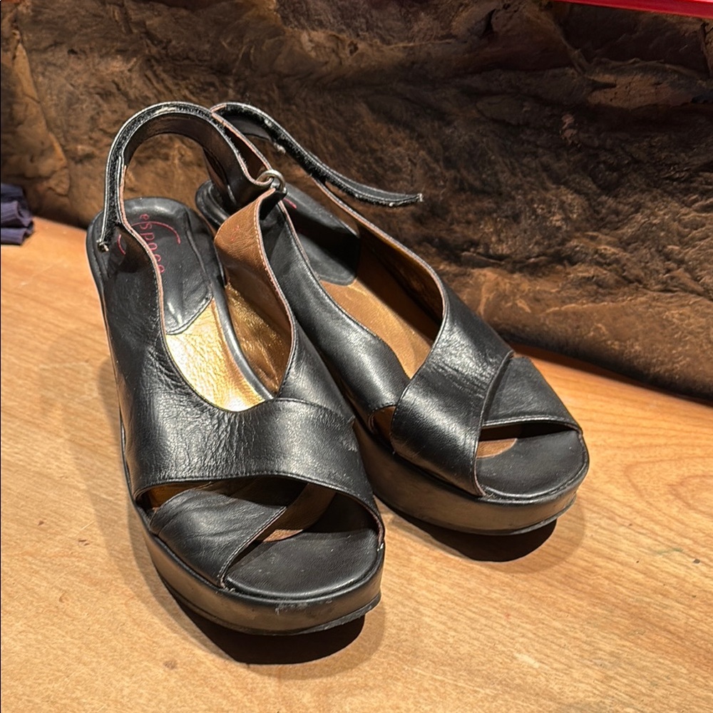 Robert Clergerie Black Platform Shoes with Wedge Heel